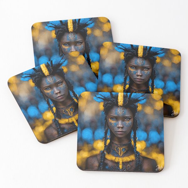 Item preview, African Tribal Queen in Gold and Blue accents designed and sold by GambiJoop.