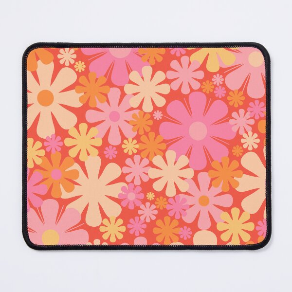Item preview, Retro Flowers 60s 70s Aesthetic Floral Pattern Pink Orange Apricot Yellow designed and sold by kierkegaard.