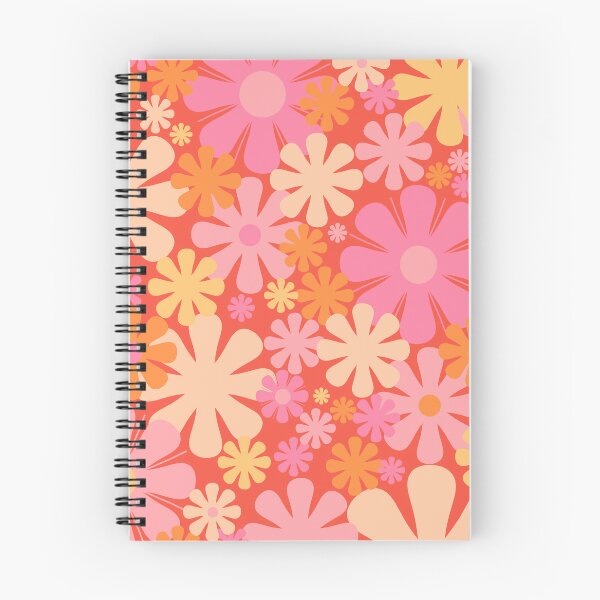 Item preview, Retro Flowers 60s 70s Aesthetic Floral Pattern Pink Orange Apricot Yellow designed and sold by kierkegaard.