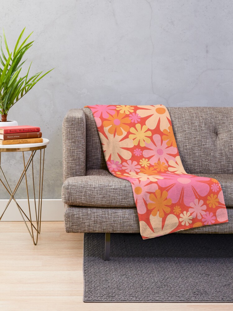 Pink orange throw blanket sale