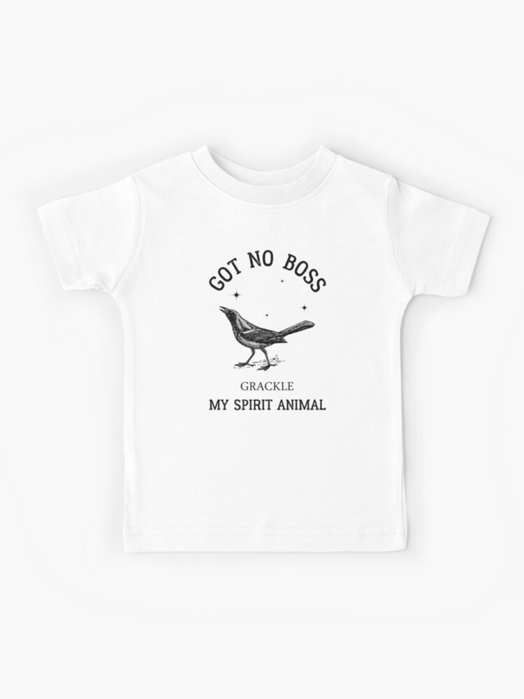 grackle got no boss AUSTIN SPIRIT ANIMAL Kids T-Shirt