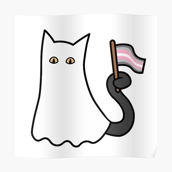 Demigirl Pride Ghost Cat With Pride Flag Poster For Sale By Lunyssa Redbubble 0672