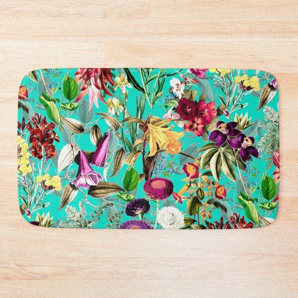 Item preview, Elegant Exotic flowers and leaves heaven, leaves and flowers tropical pattern, botanical illustration, turquoise  floral illustration  designed and sold by ZeinabTaha.