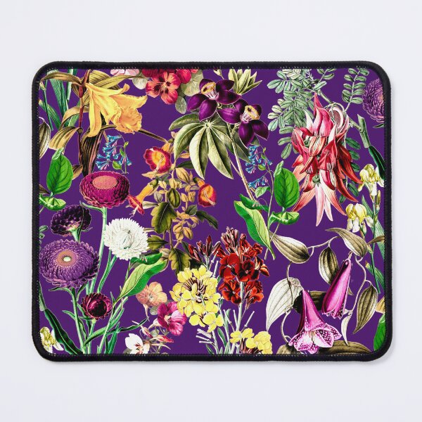 Item preview, Elegant Exotic flowers and leaves heaven, leaves and flowers tropical pattern, botanical illustration, dark purple floral illustration  designed and sold by ZeinabTaha.