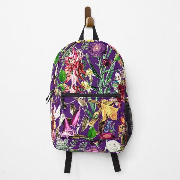Item preview, Elegant Exotic flowers and leaves heaven, leaves and flowers tropical pattern, botanical illustration, dark purple floral illustration designed and sold by ZeinabTaha.