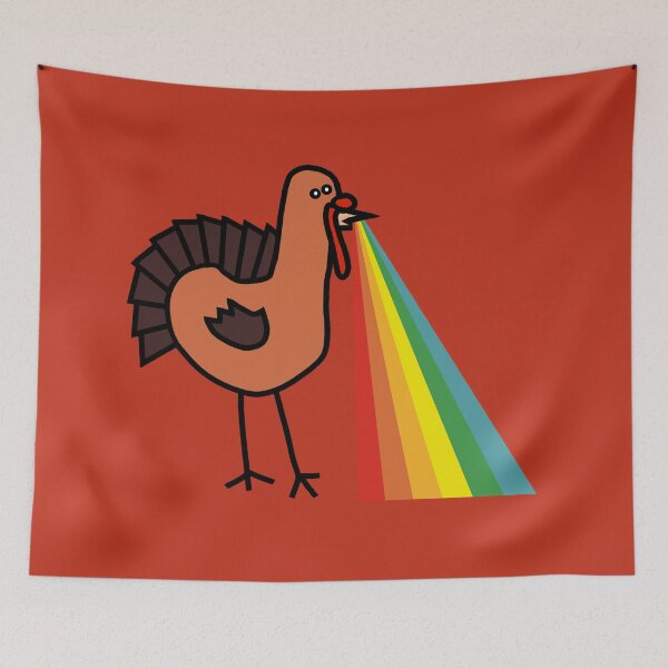 Item preview, Animals with Rainbow Puke Thanksgiving Turkey designed and sold by ellenhenry.