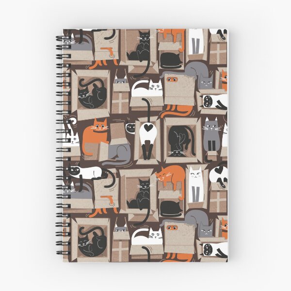 Item preview, Purfect feline architecture // dark oak brown background cute cats in cardboard boxes  designed and sold by SelmaCardoso.