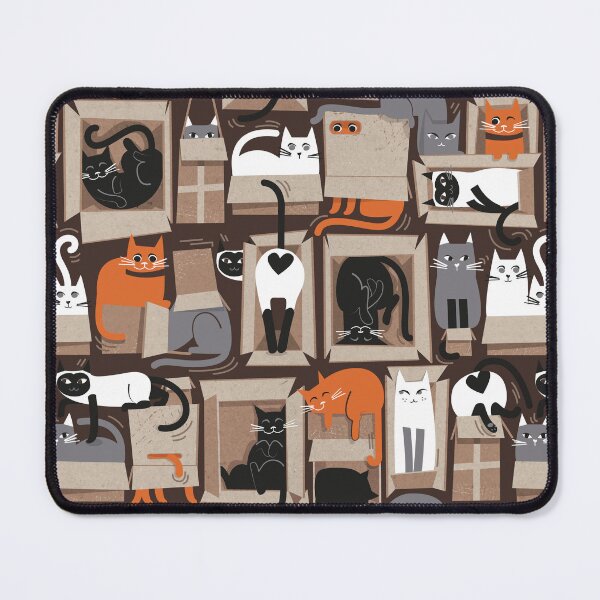 Item preview, Purfect feline architecture // dark oak brown background cute cats in cardboard boxes  designed and sold by SelmaCardoso.