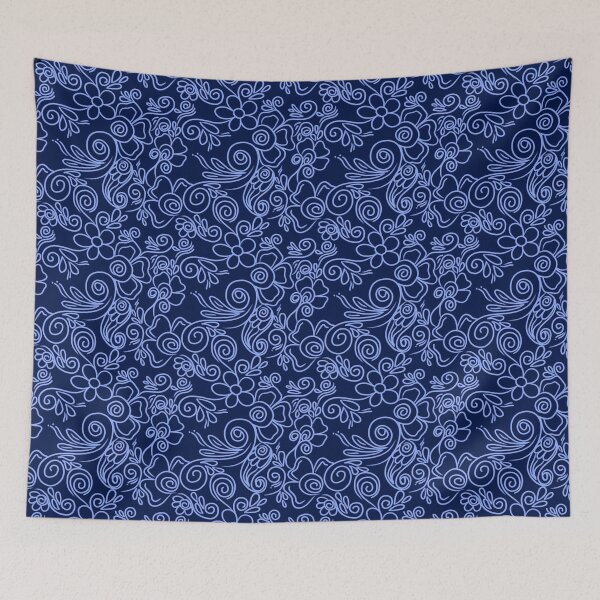 Item preview, Dark and Light blue Simple Floral Pattern designed and sold by patternologyy.