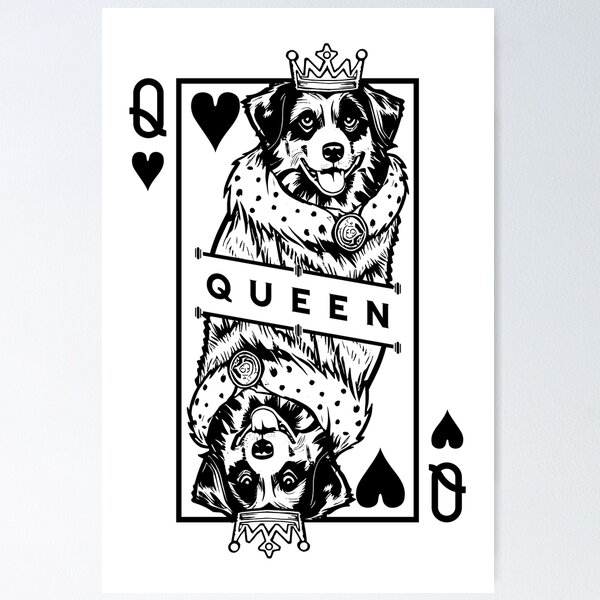 Item preview, Australian Shepherd Queen Of Hearts Dog Playing Card Pop Art designed and sold by GrandeDuc.