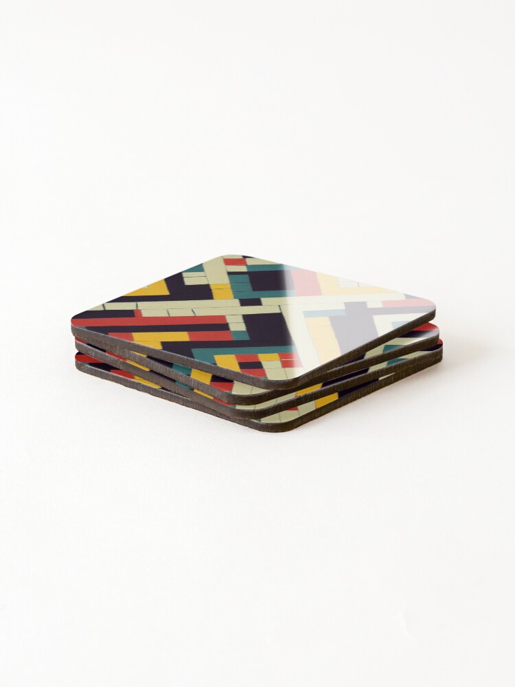 Thumbnail 4 of 5, Coasters (Set of 4), Colorful Abstract Patchwork Pattern designed and sold by CandyDroidMerch.