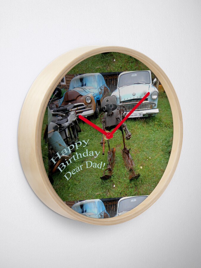 Alternate view of Happy Birthday Dear Dad! Quirky retro design Clock