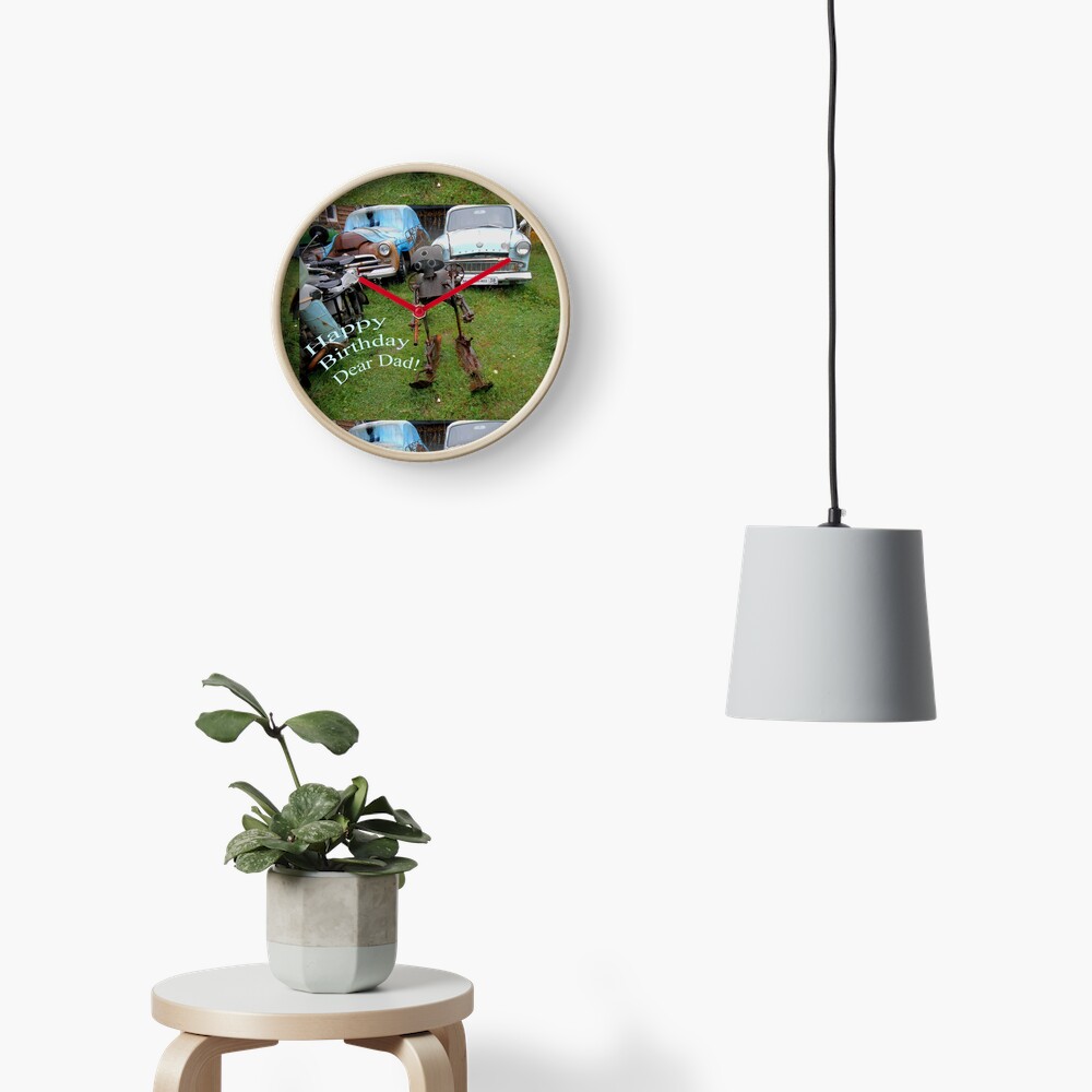 Happy Birthday Dear Dad! Quirky retro design Clock