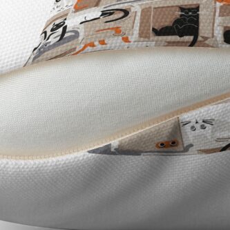 Alternate view of Purfect feline architecture // beige background cute cats in cardboard boxes Throw Pillow