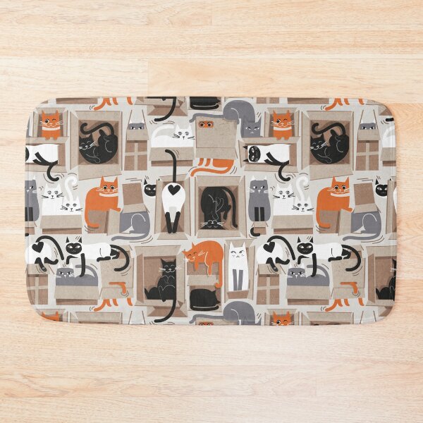 Item preview, Purfect feline architecture // beige background cute cats in cardboard boxes  designed and sold by SelmaCardoso.