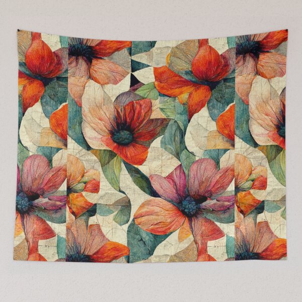 Item preview, Oil Painting Floral Patchwork Pattern Design designed and sold by CandyDroidMerch.
