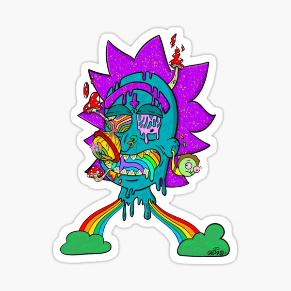 Rick and Morty Stickers pot head rick 420 weed