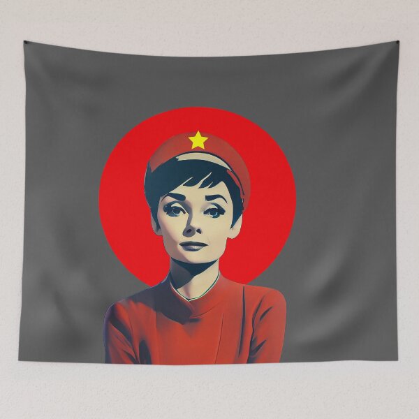 Item preview, Audrey Hepburn on a Soviet propoganda poster designed and sold by wonderlandshops.