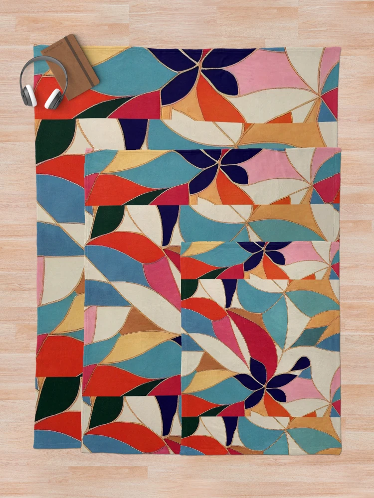 Thumbnail 5 of 6, Throw Blanket, Abstract Creative Patchwork Pattern Design designed and sold by CandyDroidMerch.