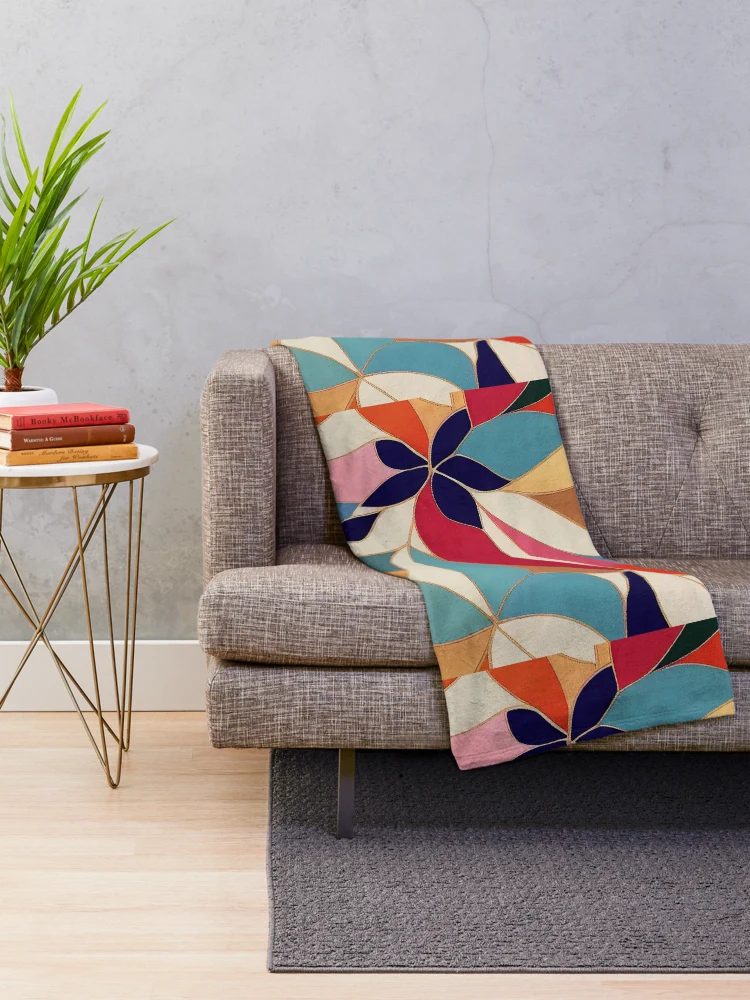 Thumbnail 2 of 6, Throw Blanket, Abstract Creative Patchwork Pattern Design designed and sold by CandyDroidMerch.