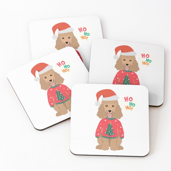 Item preview, Christmas Apricot Poodle in a Christmas sweater/ designed and sold by MerryHillStudio.