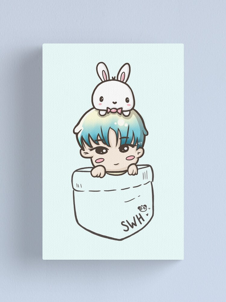 monsta x wonho bunny in pocket canvas print by pandaislandshop redbubble