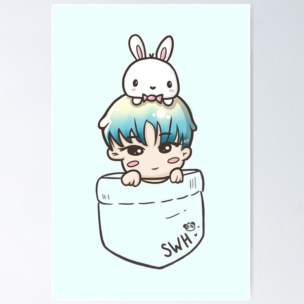 Item preview, Monsta X Wonho & Bunny in pocket designed and sold by PandaIslandShop.