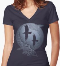 Camiseta entallada de cuello en V CUERVOS DE ODIN