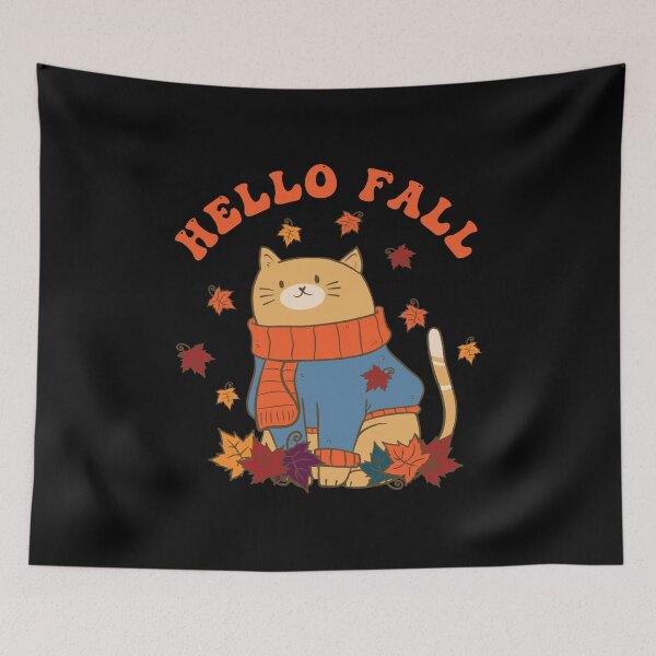 Item preview, Hello Fall Autumn Cat Kitten Kitty Cat Lover designed and sold by Designer-Girl.