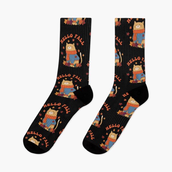 Item preview, Hello Fall Autumn Cat Kitten Kitty Cat Lover designed and sold by Designer-Girl.
