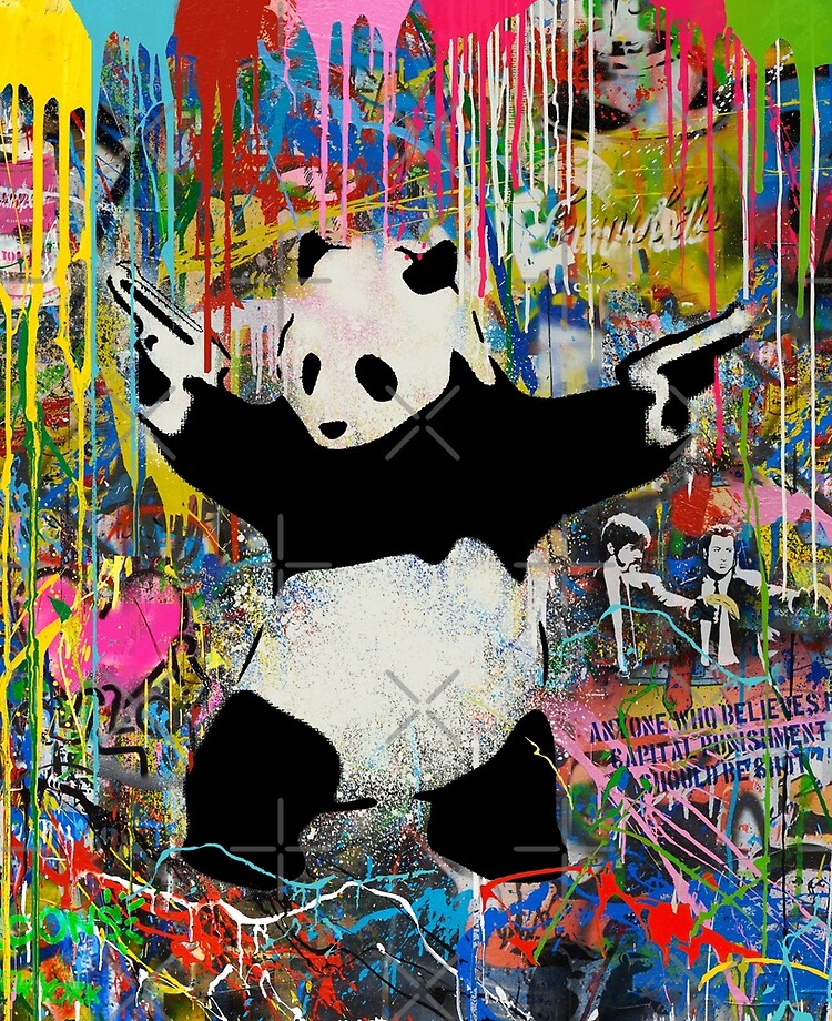 Panda With Guns Stick Em Up - Pop Street Art Banksy