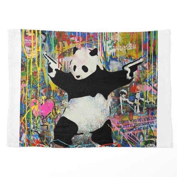 Panda Holding A Spray Paint Drawstring Bag