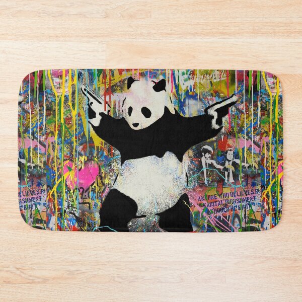 Aperçu de l'œuvre Panda avec des fusils Stick Em Up - Pop Street Art Banksy créée et vendue par WE-ARE-BANKSY.