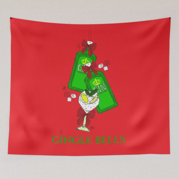 Item preview, Christmas Gingle Bells Gin Bottles and Cocktail Glass designed and sold by HotHibiscus.