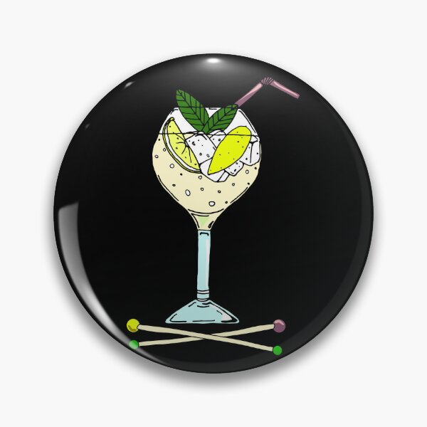 Item preview, Gin Cocktail Glass with Ice and Lemon Illustration designed and sold by HotHibiscus.