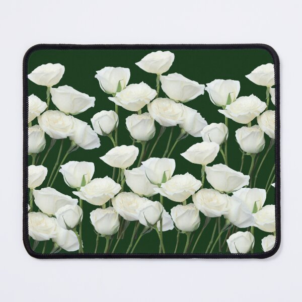 Item preview, White roses on green background designed and sold by Tervezek.