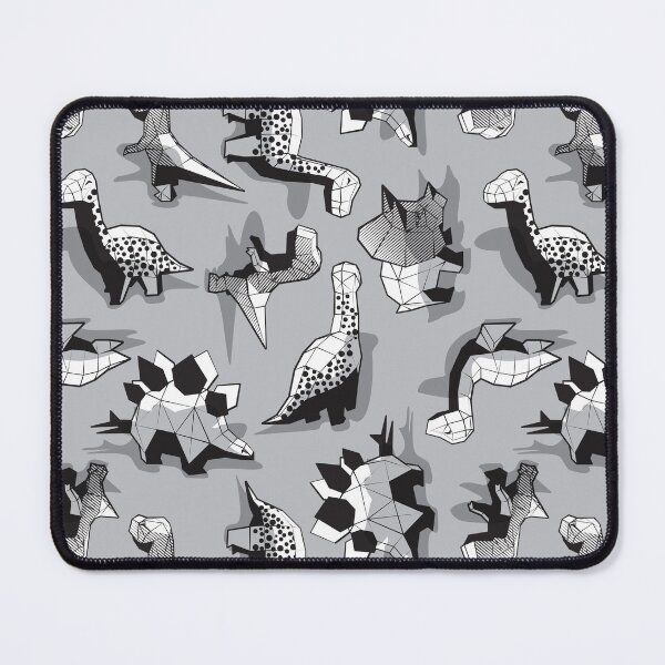 Item preview, Geometric Dinos // non directional design grey background black and white dinosaurs designed and sold by SelmaCardoso.