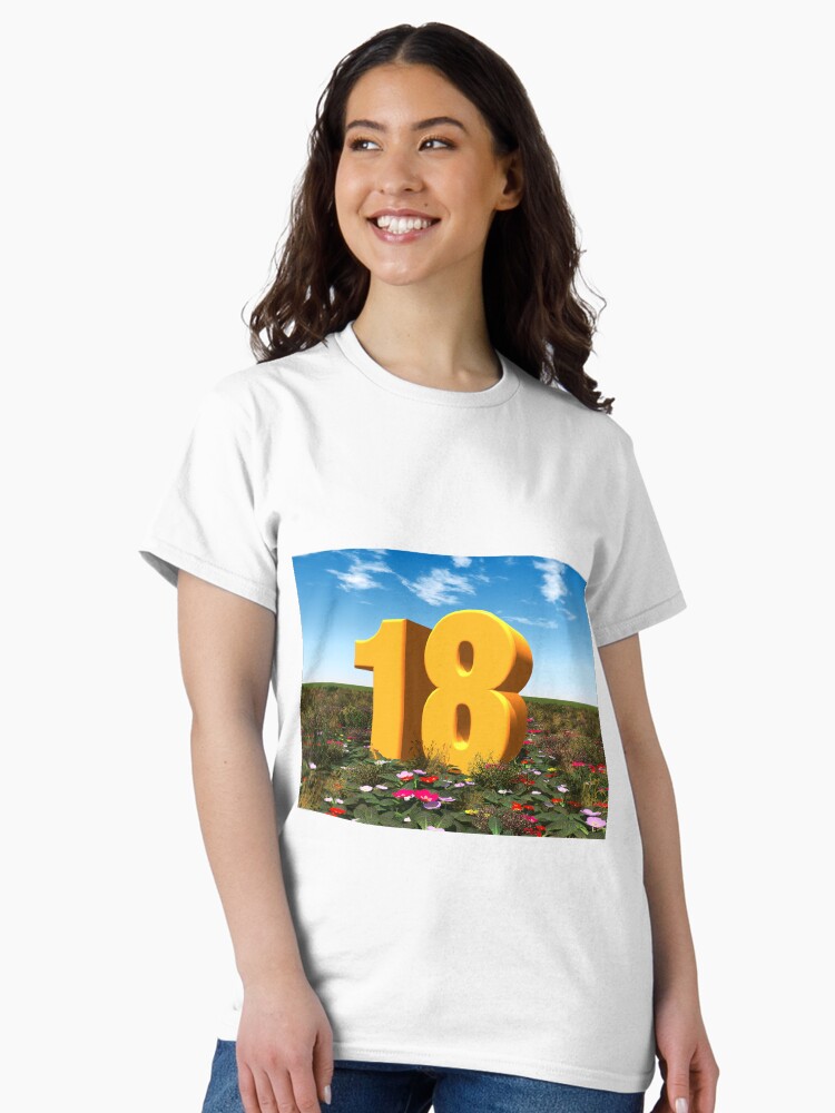 Thumbnail 2 of 7, Classic T-Shirt, year number 18 designed and sold by MIRO3D.