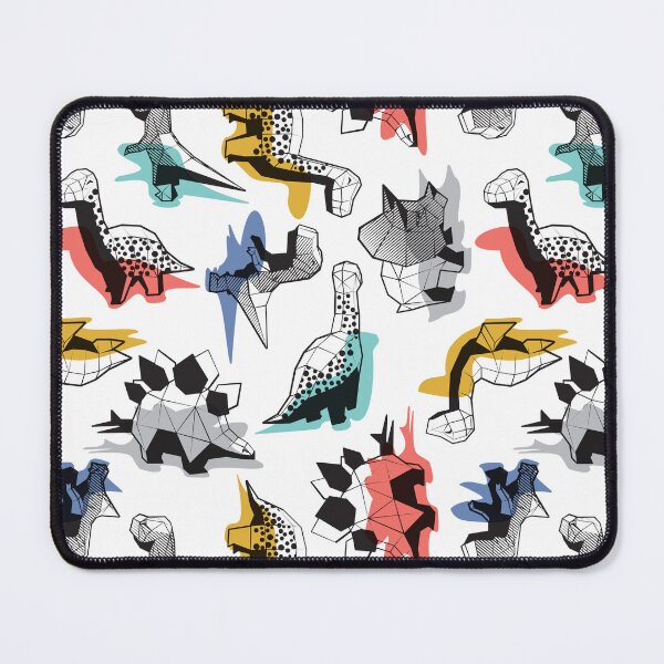 Item preview, Geometric Dinos // non directional design white background multicoloured dinosaurs designed and sold by SelmaCardoso.