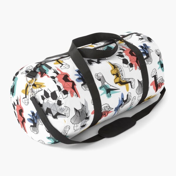 Item preview, Geometric Dinos // non directional design white background multicoloured dinosaurs designed and sold by SelmaCardoso.
