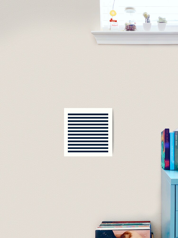 Navy Blue And White Nautical Horizontal Stripes Pattern Art Print