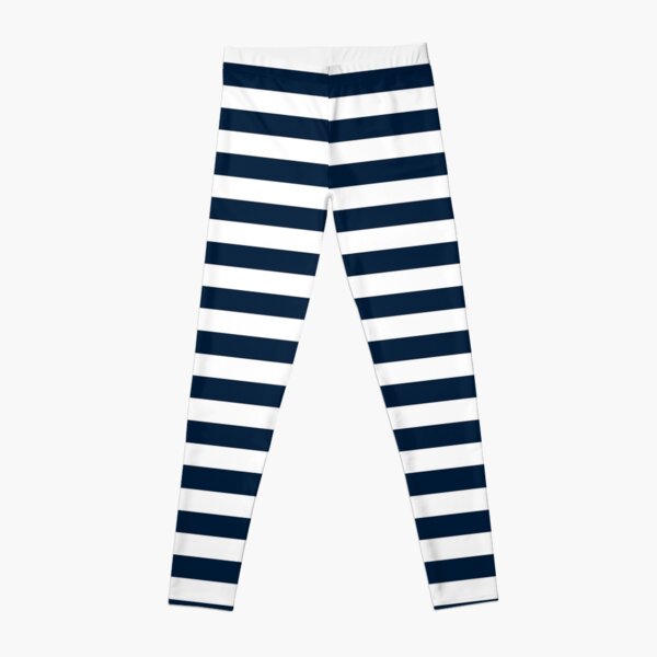 Nautical Navy Blue Horizontal Stripes Leggings for Sale by Garaga
