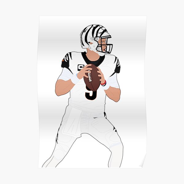 Joe Burrow Cincinnati Bengals Football White Jersey Poster 