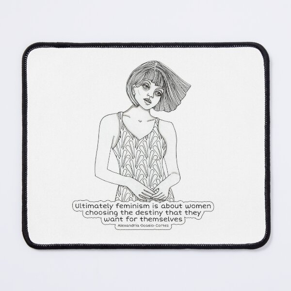 Woman drawing illustration by denthe with quote about feminism and choice Mouse Pad