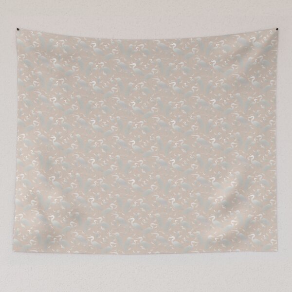 Item preview, Blue Heron Silver on Pink Beige Half-Drop Repeat designed and sold by Art in My Loft.