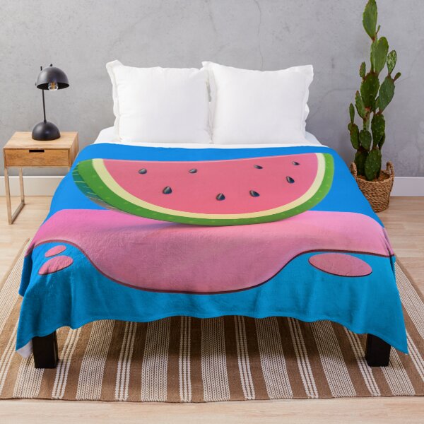 Item preview, watermelon slice on blue background designed and sold by justplainwords.