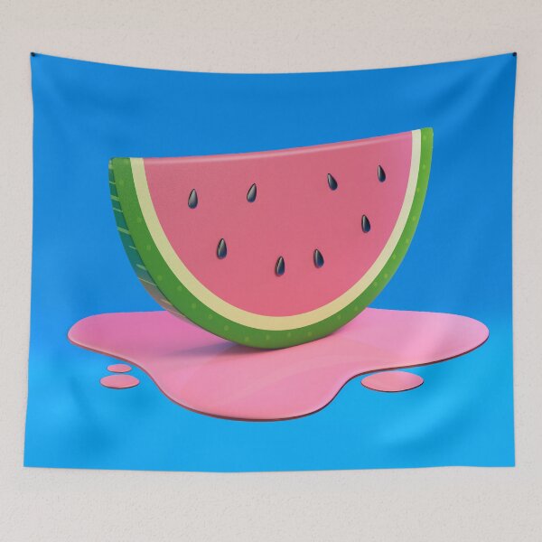 Item preview, watermelon slice on blue background designed and sold by justplainwords.