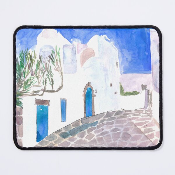 Item preview, Mediterranean Alley with White Houses and Blue Doors designed and sold by artshop77.