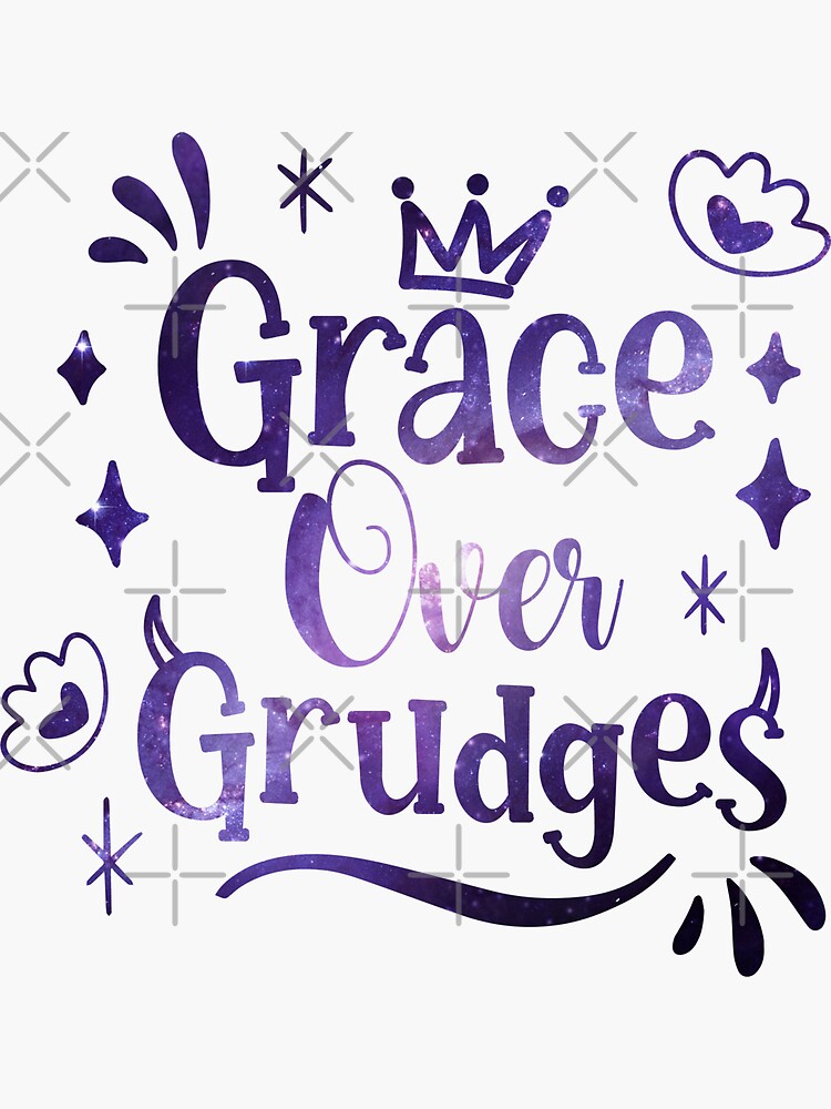 "Grace Over Grudges purple colored cute and funny quote" Sticker for