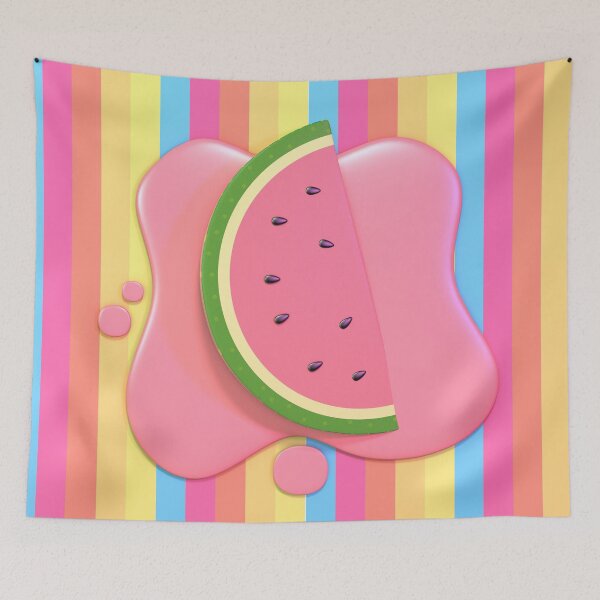 Item preview,  watermelon slice on striped background designed and sold by justplainwords.